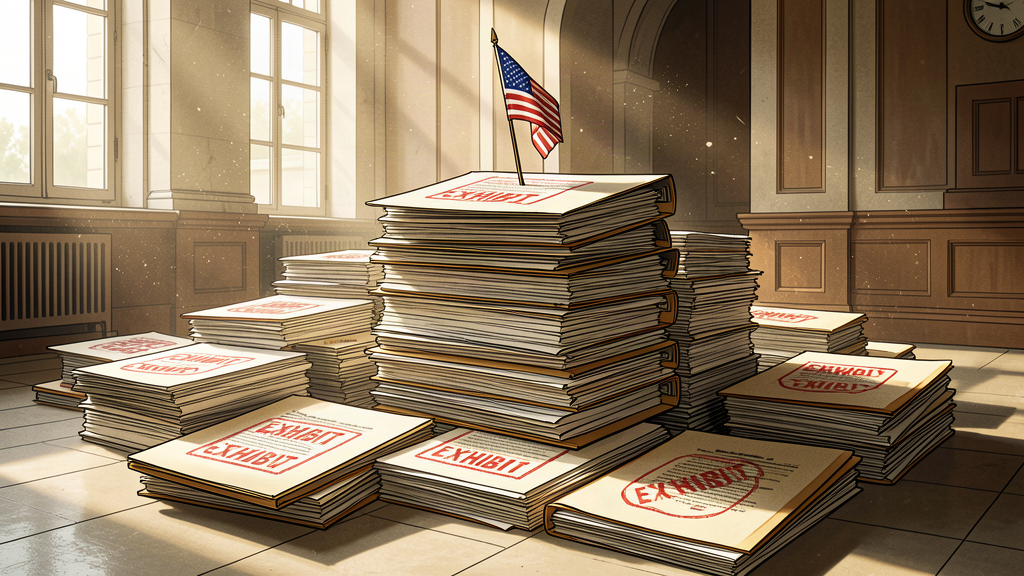 Towering stack of legal documents representing the robust health of American judicial engagement