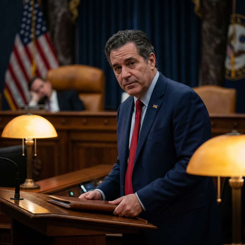 A tired but triumphant Todd Blanche in a Senate chamber in the middle of the night